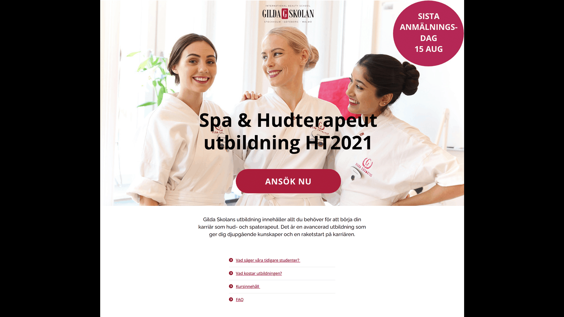 snabblänkar på landningssida